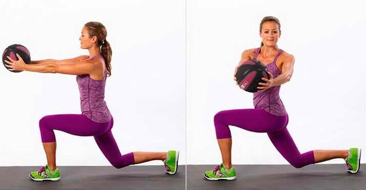 Lunges con xiros do corpo